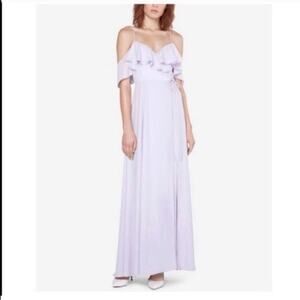 Fame & Partners Lavender Cold-Shoulder Wrap Dress